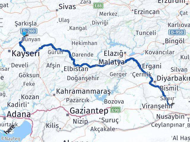 Kayseri Sarıoğlan Mardin Arası Kaç Km - Yol Haritası