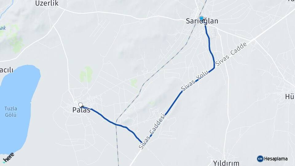 Kayseri Sarıoğlan Palas Sarıoğlan Arası Kaç Km - Yol Haritası