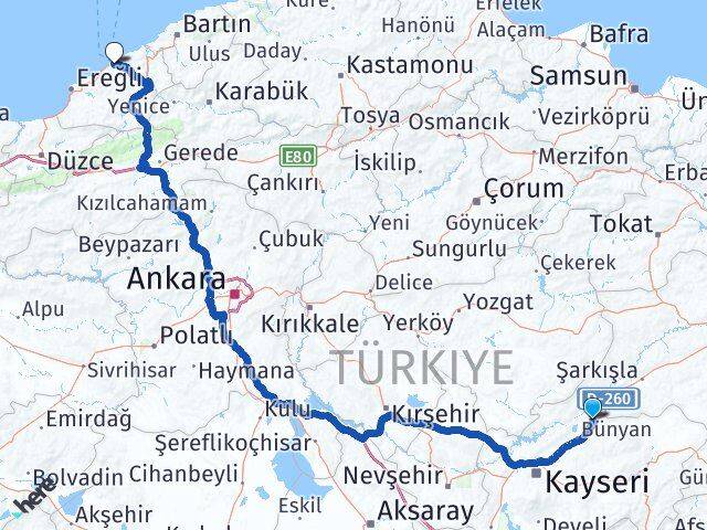 Kayseri Sarıoğlan Zonguldak Arası Kaç Km - Yol Haritası