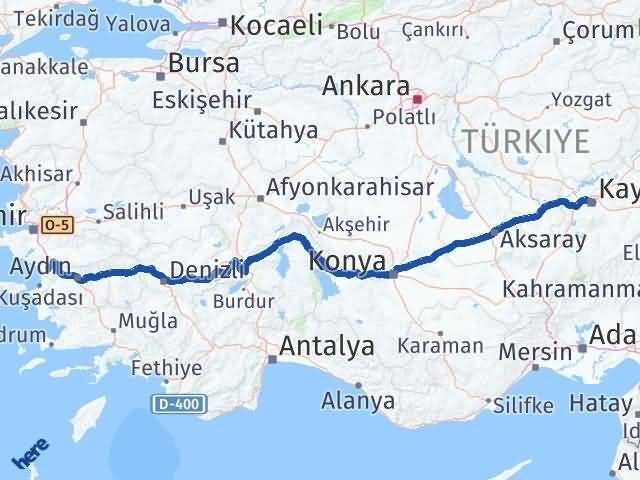 Kayseri Selçuk İzmir Arası Kaç Km - Yol Haritası