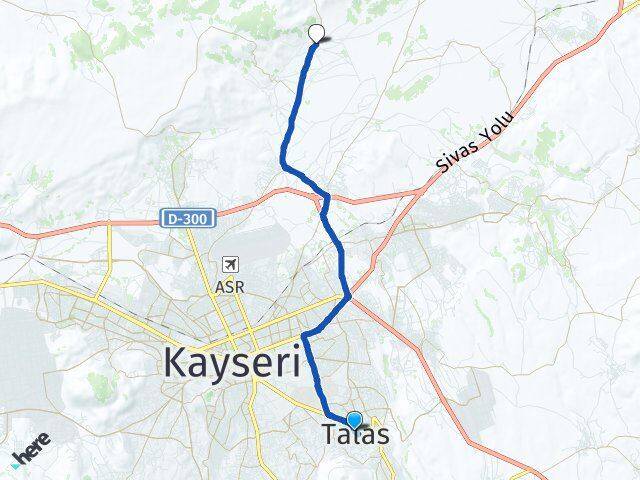 Kayseri Talas Akin Kocasinan Arası Kaç Km - Yol Haritası