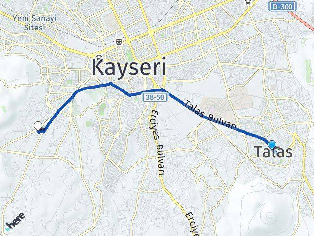 Kayseri Talas Altınoluk Melikgazi Arası Kaç Km - Yol Haritası