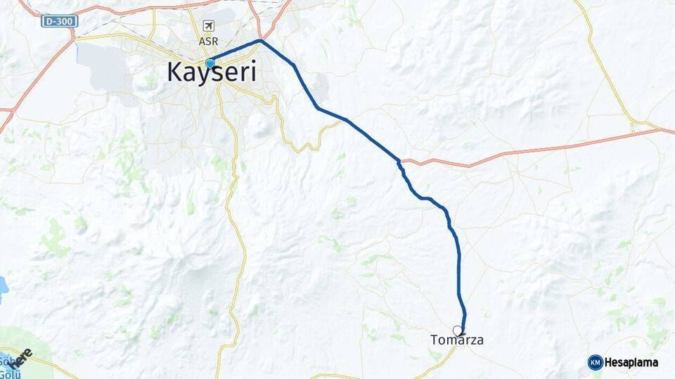 Kayseri Tomarza Arası Kaç Km - Yol Haritası
