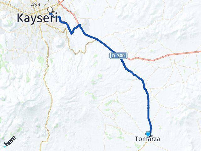 Kayseri Tomarza Melikgazi Arası Kaç Km - Yol Haritası
