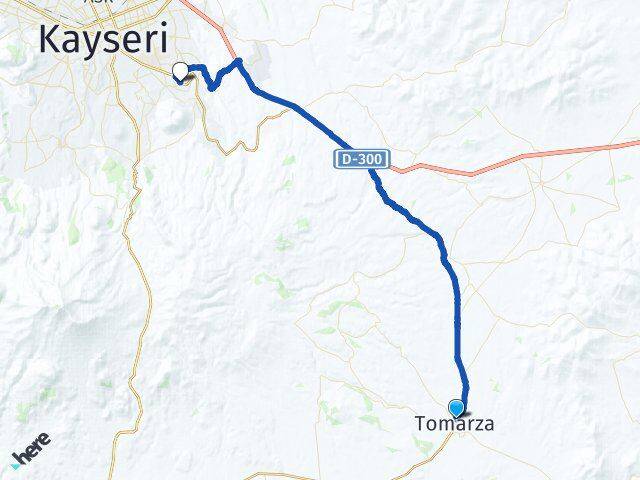 Kayseri Tomarza Talas Arası Kaç Km - Yol Haritası