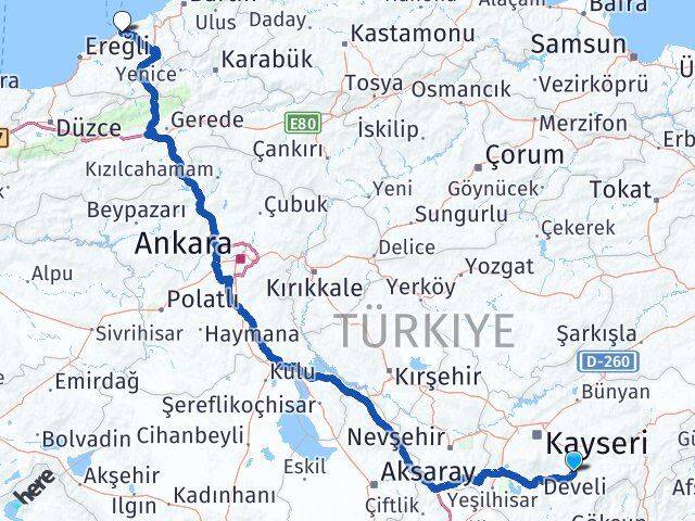 Kayseri Tomarza Zonguldak Arası Kaç Km - Yol Haritası