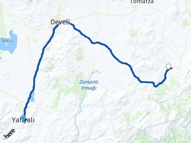 Kayseri Yahyalı Köseler Develi Arası Kaç Km - Yol Haritası