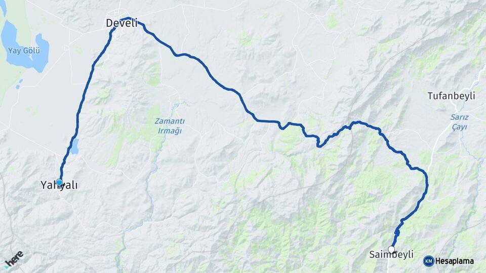 Kayseri Yahyalı Saimbeyli Adana Arası Kaç Km - Yol Haritası