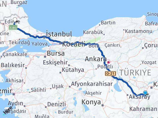 Kayseri Yeşilhisar Kırklareli Arası Kaç Km - Yol Haritası