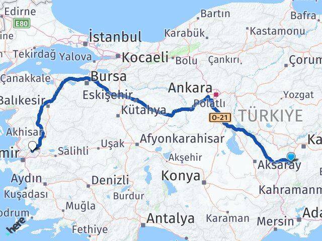 Kayseri Yeşilhisar Manisa Arası Kaç Km - Yol Haritası