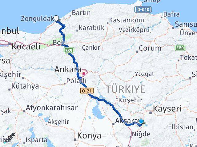 Kayseri Yeşilhisar Zonguldak Arası Kaç Km - Yol Haritası