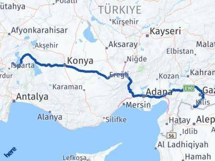Kilis Atabey Isparta Arası Kaç Km - Yol Haritası