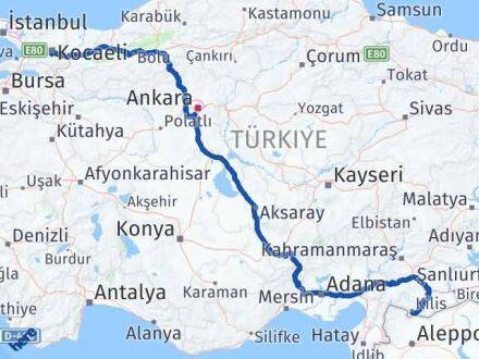 Kilis Başiskele Kocaeli Arası Kaç Km - Yol Haritası