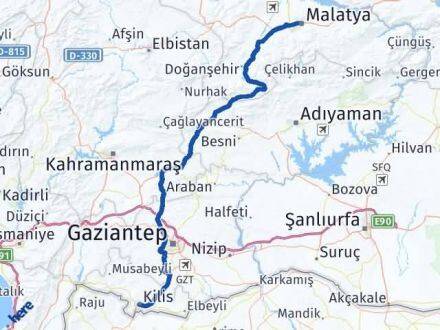 Kilis Battalgazi Malatya Arası Kaç Km - Yol Haritası