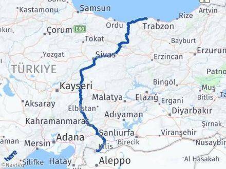 Kilis Beşikdüzü Trabzon Arası Kaç Km - Yol Haritası