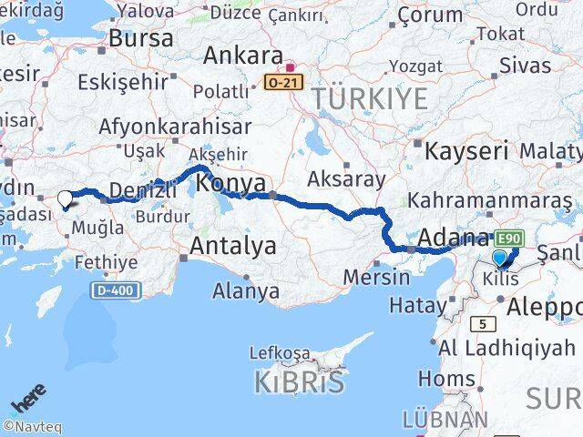 Kilis Bozdoğan Aydın Arası Kaç Km - Yol Haritası