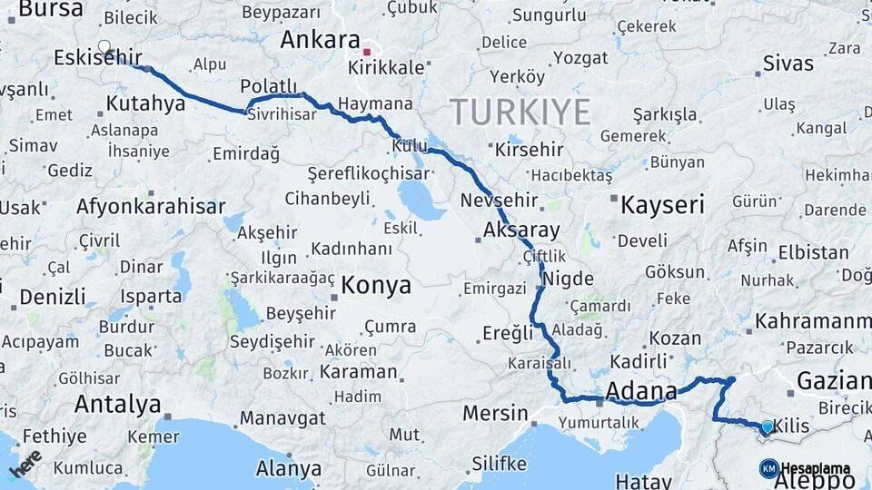Kilis Bozüyük Bilecik Arası Kaç Km - Yol Haritası