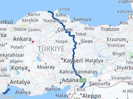 Kilis Çatalzeytin Kastamonu Arası Kaç Km - Yol Haritası