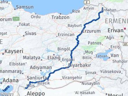 Kilis Damal Ardahan Arası Kaç Km - Yol Haritası