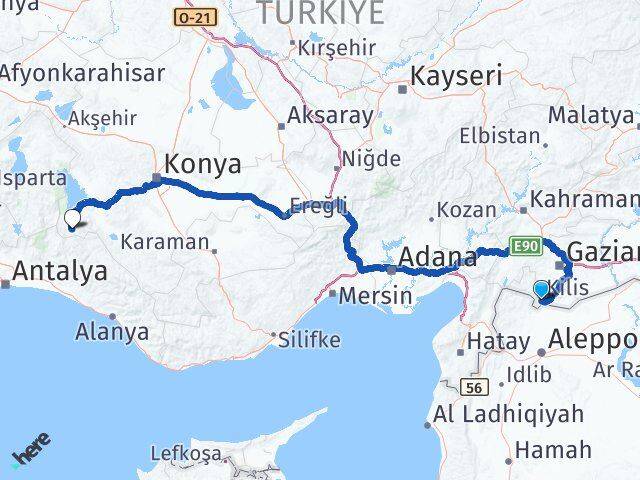 Kilis Derebucak Konya Arası Kaç Km - Yol Haritası