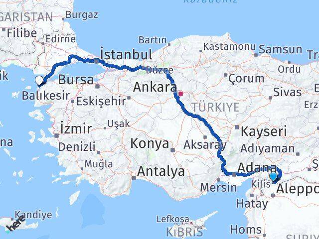 Kilis Eceabat Çanakkale Arası Kaç Km - Yol Haritası