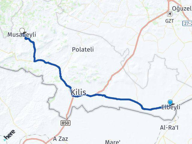 Kilis Elbeyli Musabeyli Arası Kaç Km - Yol Haritası