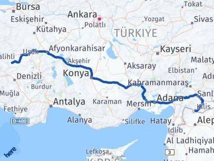 Kilis Eşme Uşak Arası Kaç Km - Yol Haritası