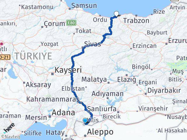 Kilis Espiye Giresun Arası Kaç Km - Yol Haritası