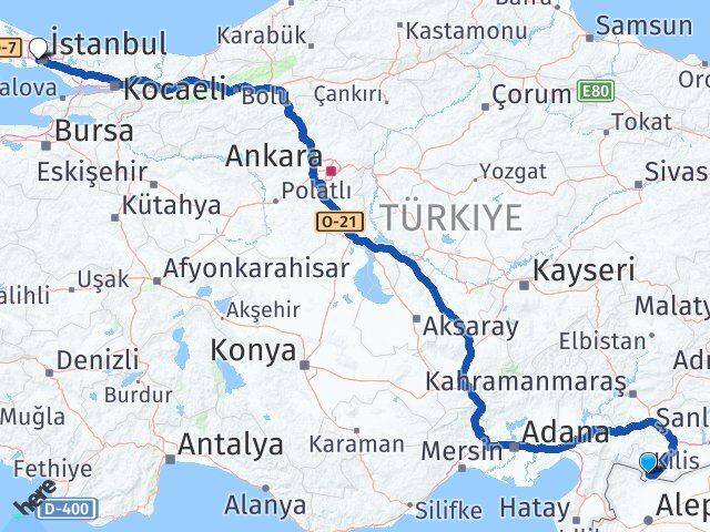 Kilis Eyüpsultan İstanbul Arası Kaç Km - Yol Haritası