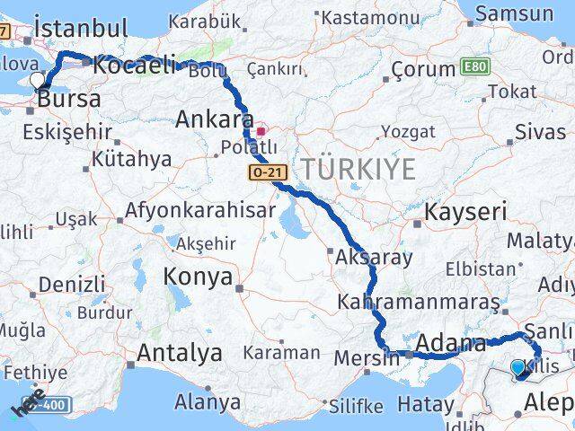 Kilis Gemlik Bursa Arası Kaç Km - Yol Haritası