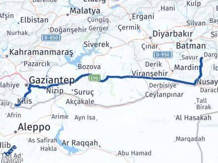 Kilis Gercüş Batman Arası Kaç Km - Yol Haritası