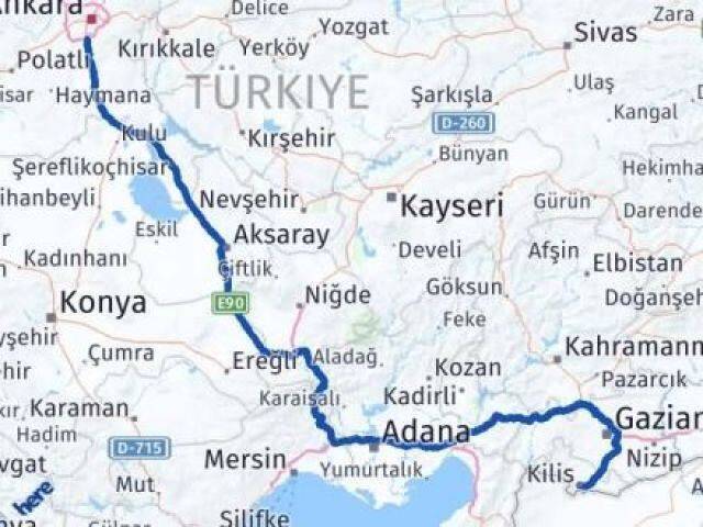 Kilis Gölbaşı Ankara Arası Kaç Km - Yol Haritası