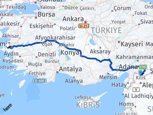 Kilis Güzelbahçe İzmir Arası Kaç Km - Yol Haritası