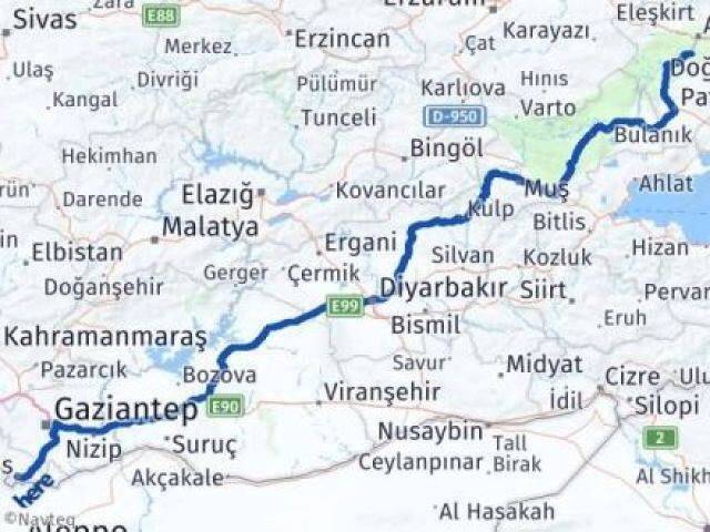 Kilis Hamur Ağrı Arası Kaç Km - Yol Haritası