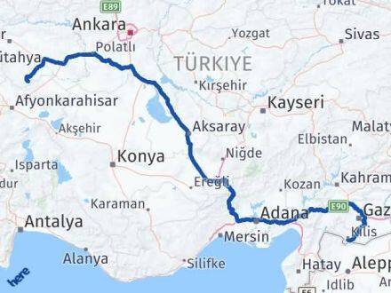 Kilis Han Eskişehir Arası Kaç Km - Yol Haritası