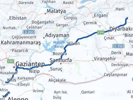 Kilis Hazro Diyarbakır Arası Kaç Km - Yol Haritası