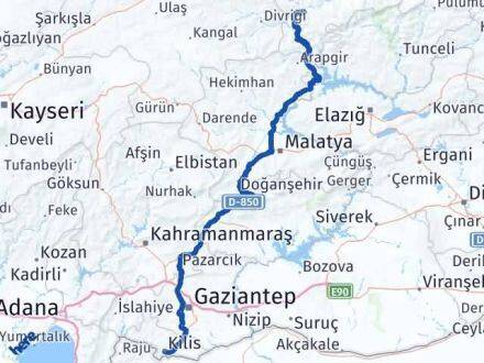Kilis İliç Erzincan Arası Kaç Km - Yol Haritası