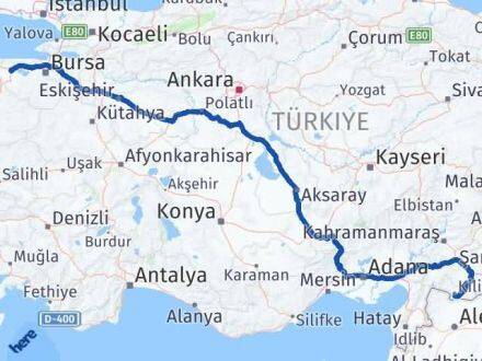 Kilis Karacabey Bursa Arası Kaç Km - Yol Haritası
