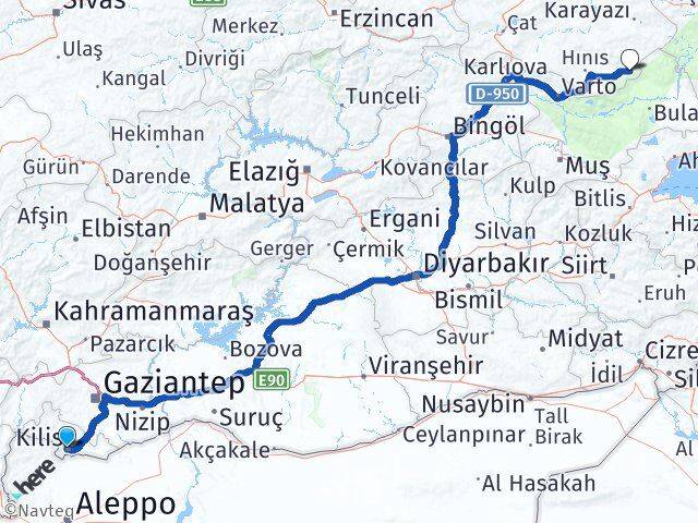 Kilis Karaçoban Erzurum Arası Kaç Km - Yol Haritası