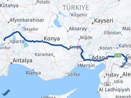 Kilis Keçiborlu Isparta Arası Kaç Km - Yol Haritası