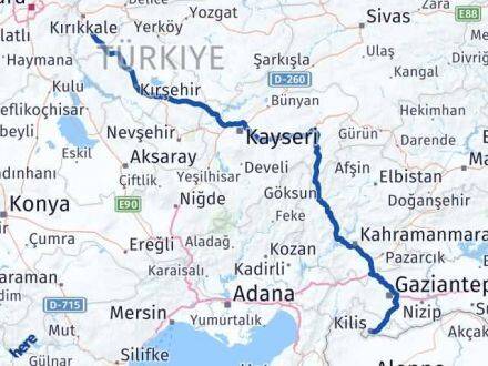 Kilis Keskin Kırıkkale Arası Kaç Km - Yol Haritası