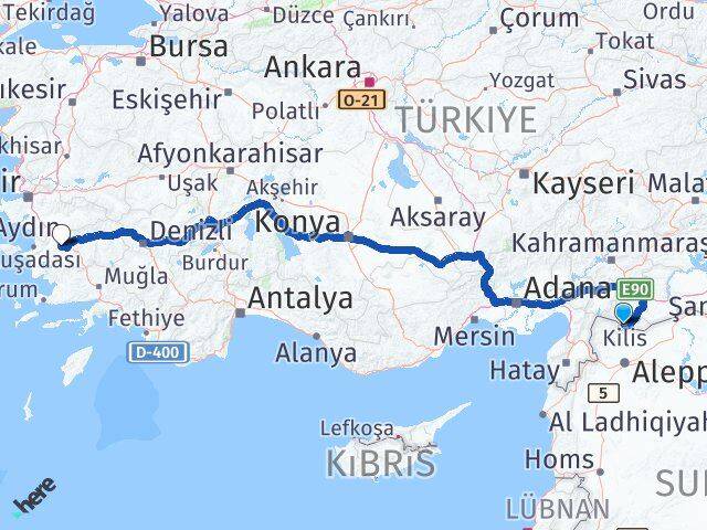 Kilis Koçarlı Aydın Arası Kaç Km - Yol Haritası