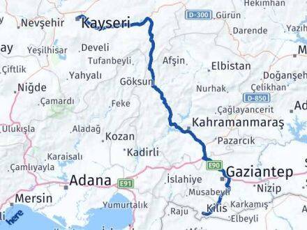 Kilis Kocasinan Kayseri Arası Kaç Km - Yol Haritası