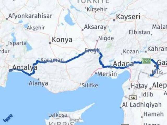 Kilis Konyaaltı Antalya Arası Kaç Km - Yol Haritası