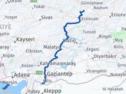 Kilis Köse Gümüşhane Arası Kaç Km - Yol Haritası