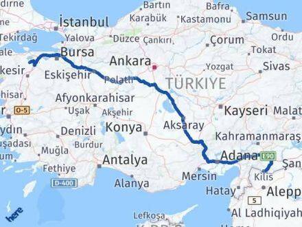 Kilis Manyas Balıkesir Arası Kaç Km - Yol Haritası