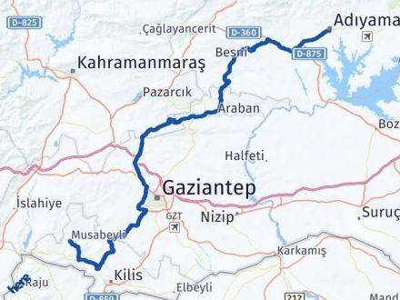 Kilis Musabeyli Adıyaman Arası Kaç Km - Yol Haritası
