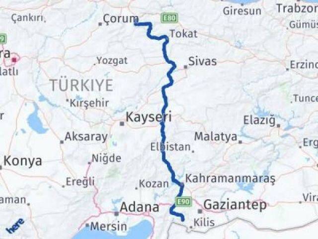 Kilis Musabeyli Amasya Arası Kaç Km - Yol Haritası