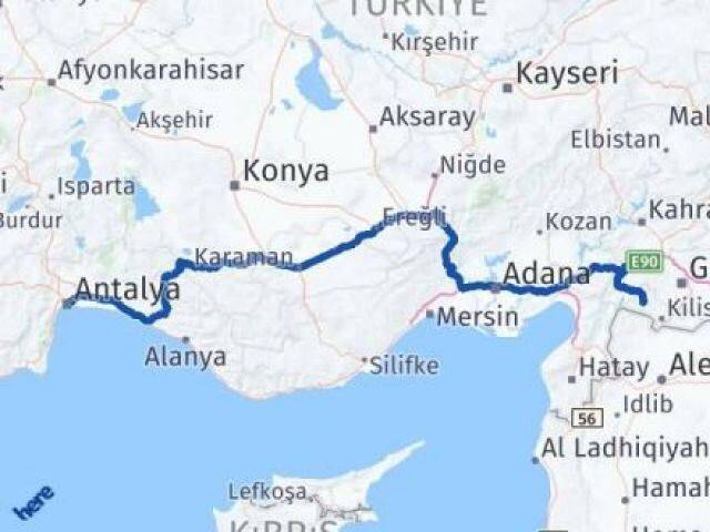 Kilis Musabeyli Antalya Arası Kaç Km - Yol Haritası