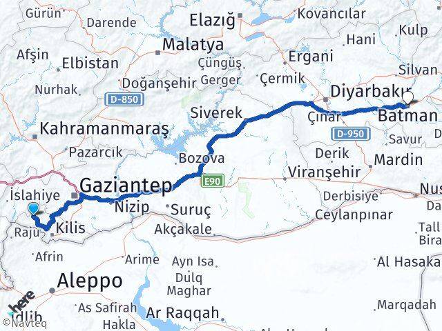 Kilis Musabeyli Batman Arası Kaç Km - Yol Haritası